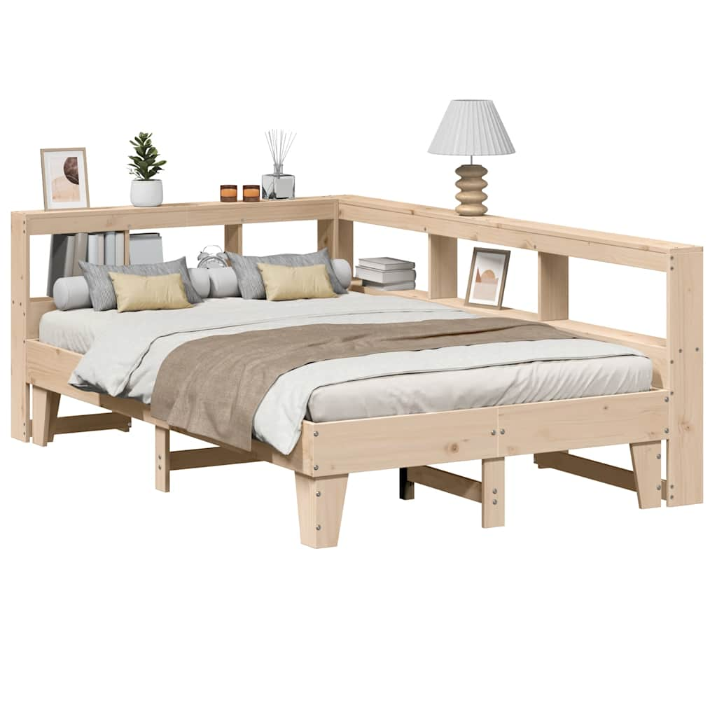 vidaXL Cama con estantería sin colchón madera maciza de pino 120x200cm