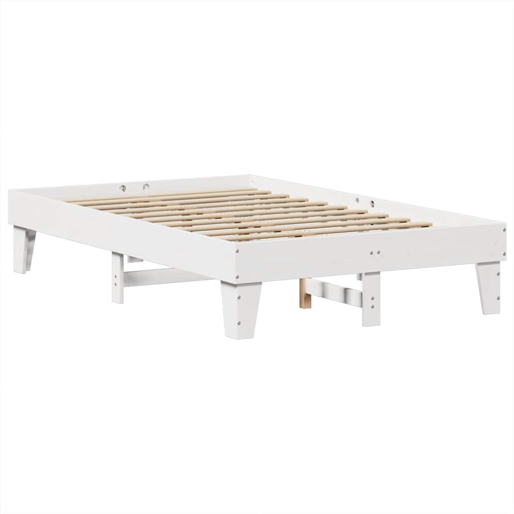 vidaXL Cama con estantería sin colchón madera maciza blanca 120x200 cm