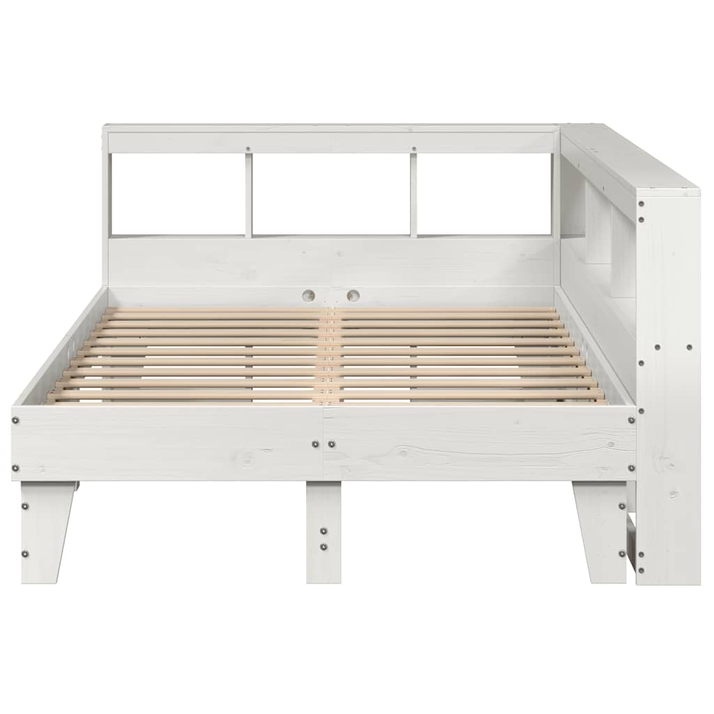 vidaXL Cama con estantería sin colchón madera maciza blanca 120x200 cm