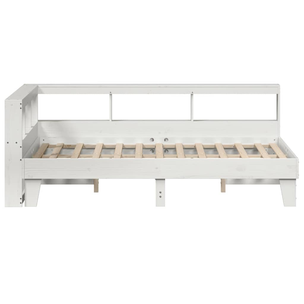 vidaXL Cama con estantería sin colchón madera maciza blanca 120x200 cm