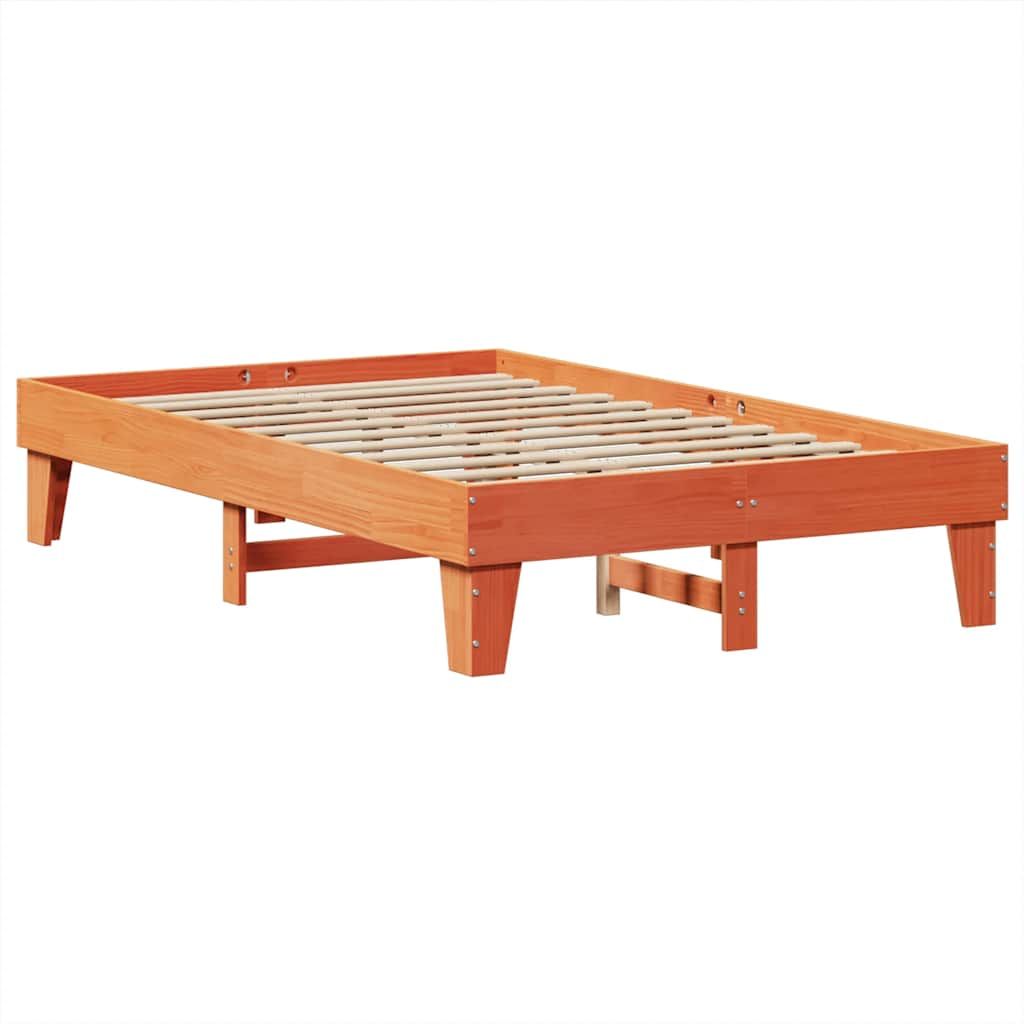 vidaXL Cama con estantería sin colchón madera maciza marrón 120x200cm