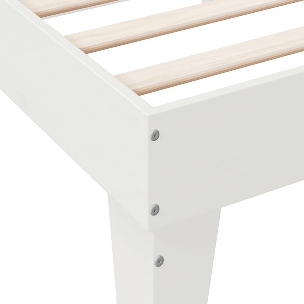 vidaXL Cama con estantería sin colchón madera maciza blanca 135x190 cm