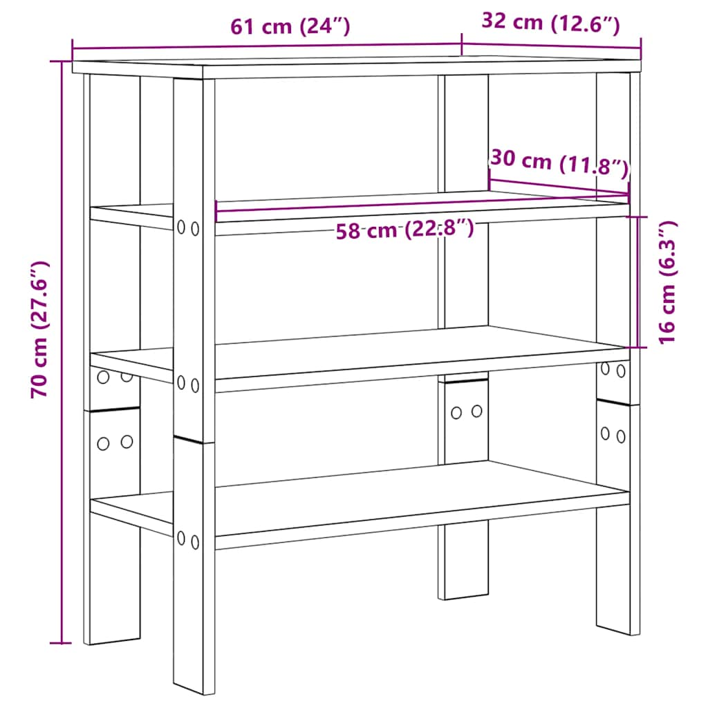 vidaXL Mueble zapatero madera contrachapada blanco 61x32x70 cm