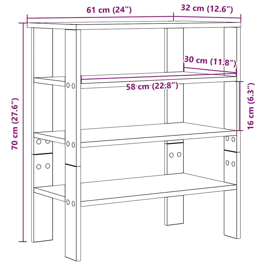 vidaXL Mueble zapatero madera de ingeniería marrón roble 61x32x70 cm