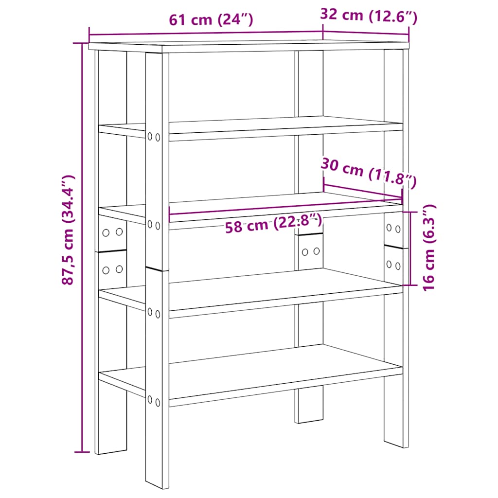 vidaXL Mueble zapatero madera contrachapada roble sonoma 61x32x87,5 cm