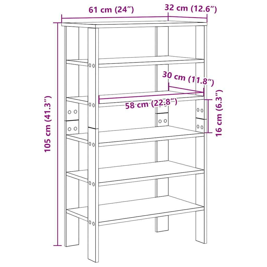 vidaXL Zapatero madera contrachapada roble ahumado 61x32x105 cm