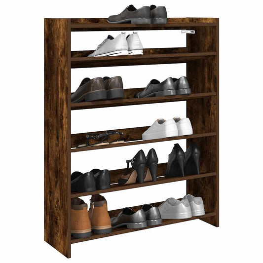 vidaXL Zapatero madera contrachapada roble ahumado 80x25x100 cm