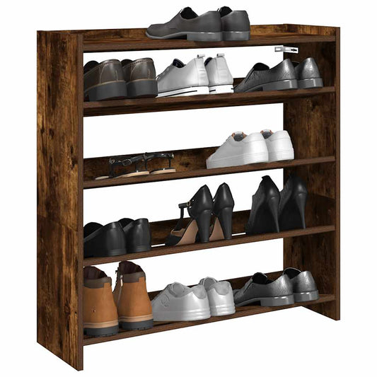 vidaXL Zapatero madera contrachapada roble ahumado 80x25x81 cm