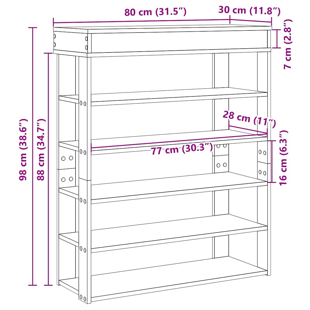 vidaXL Mueble zapatero madera contrachapada blanco 80x30x98 cm