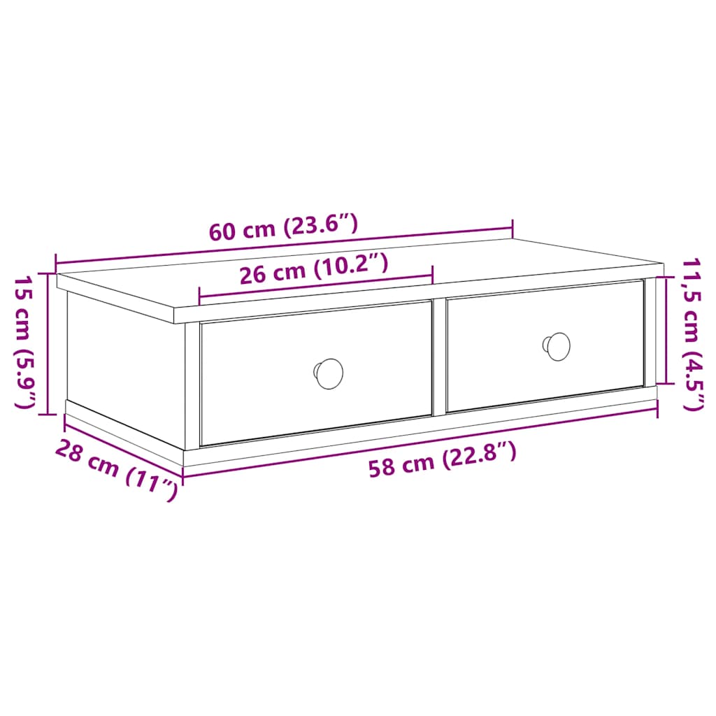 vidaXL Estante de pared con cajones madera contrachapada roble sonoma