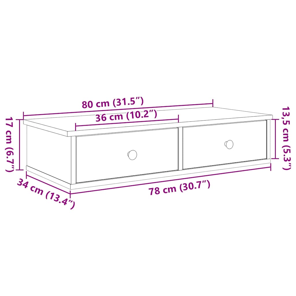 vidaXL Estante de pared con cajones de madera contrachapada blanco