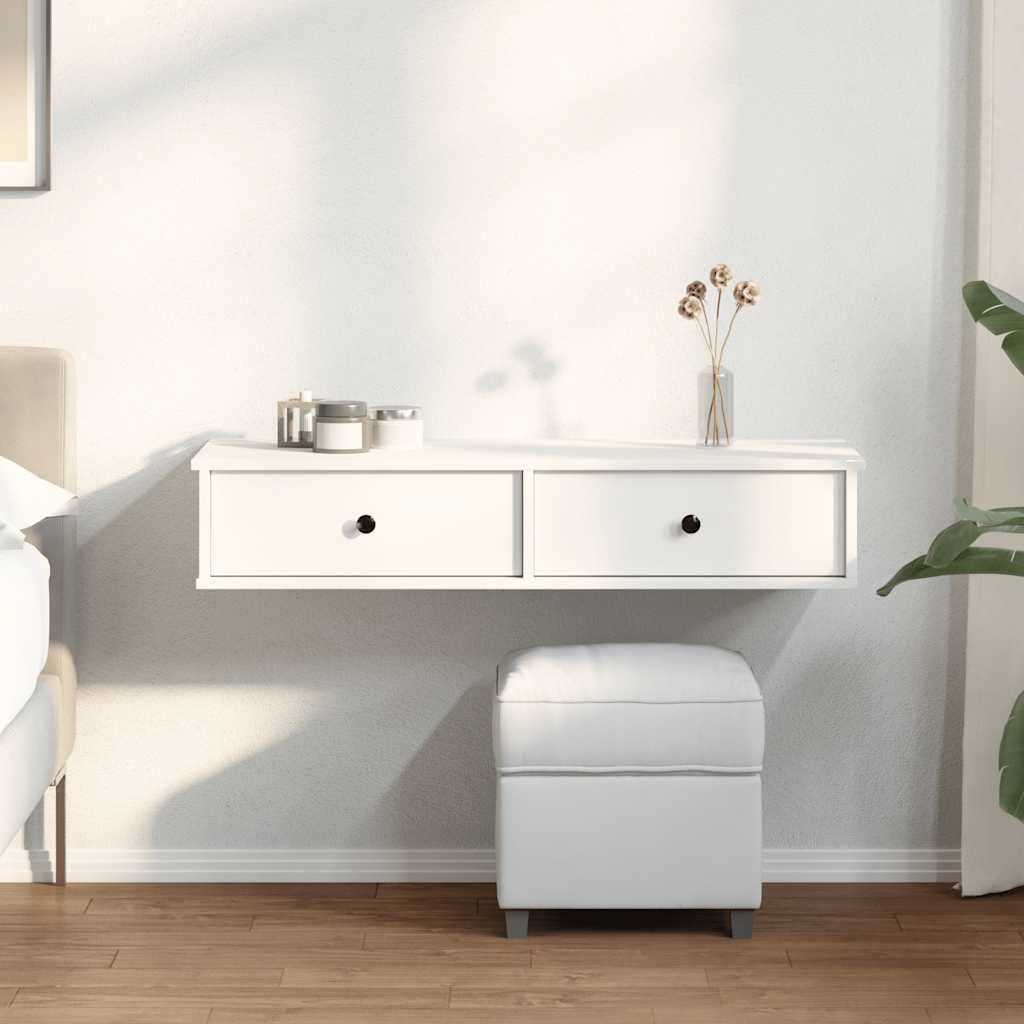 vidaXL Estante de pared con cajones de madera contrachapada blanco