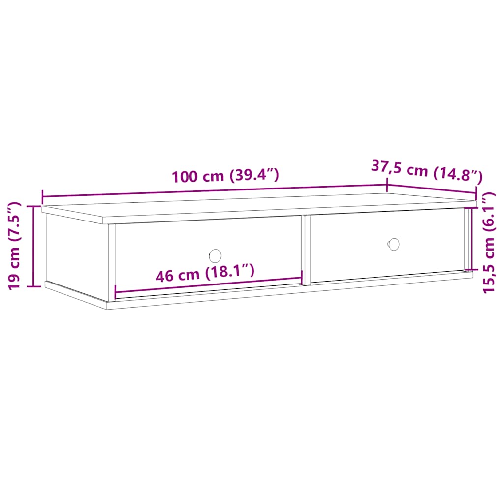 vidaXL Estante de pared con cajones de madera contrachapada blanco