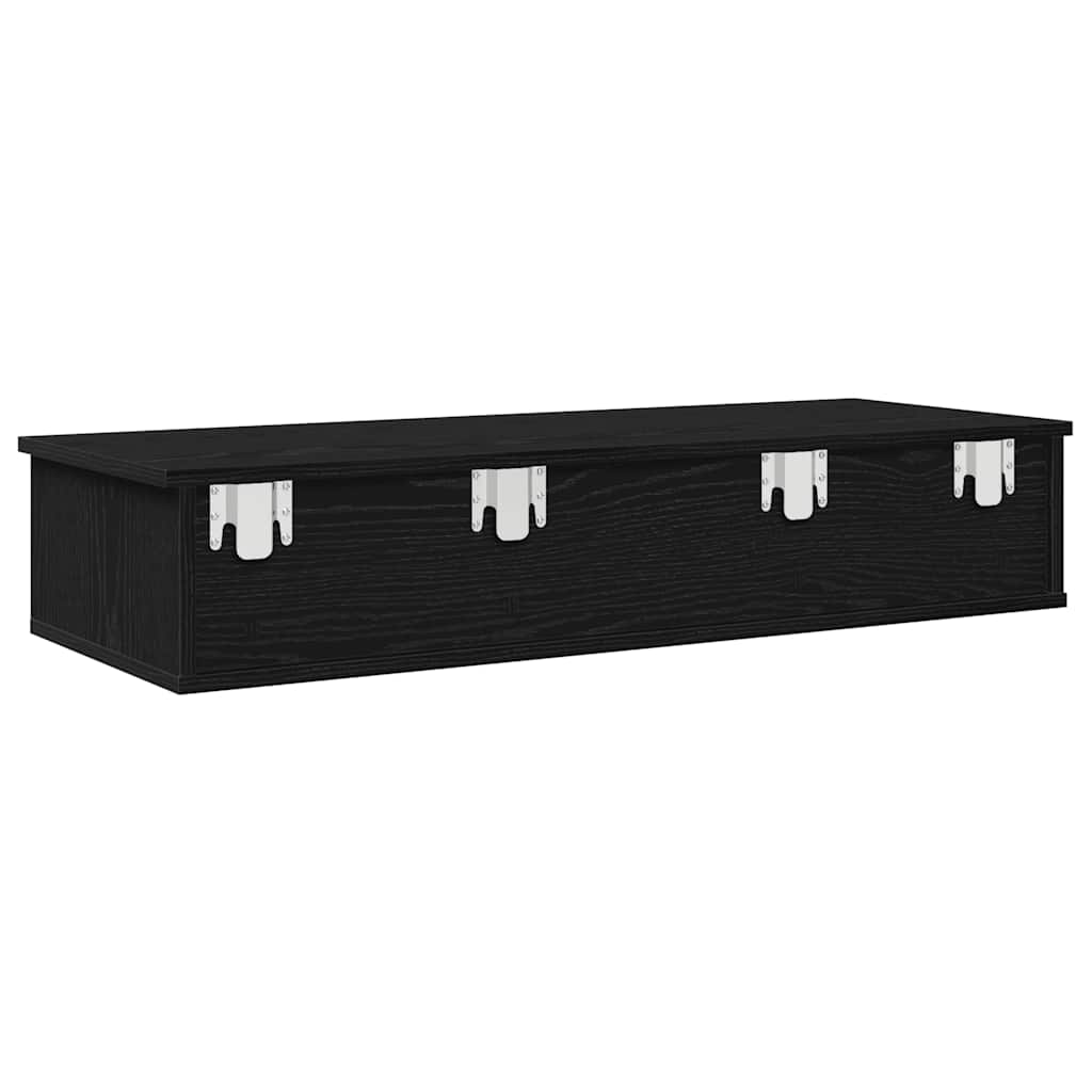 vidaXL Estante de pared con cajones de madera contrachapada negro