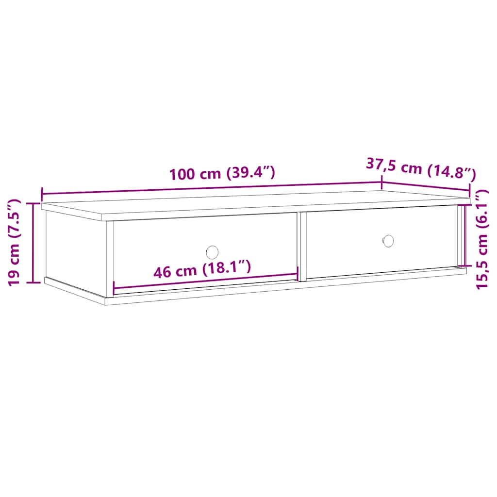 vidaXL Estante de pared con cajones madera contrachapada roble ahumado