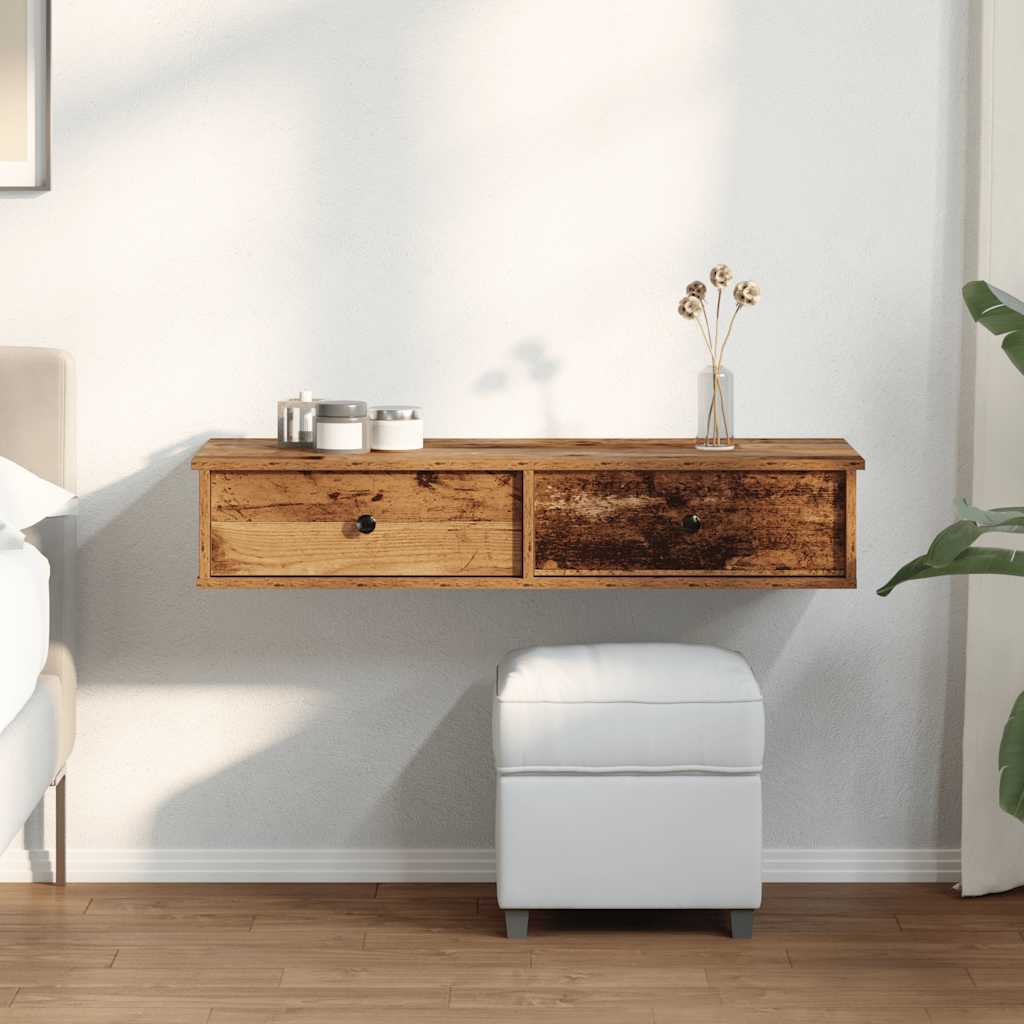 vidaXL Estante de pared con cajones madera contrachapada madera vieja