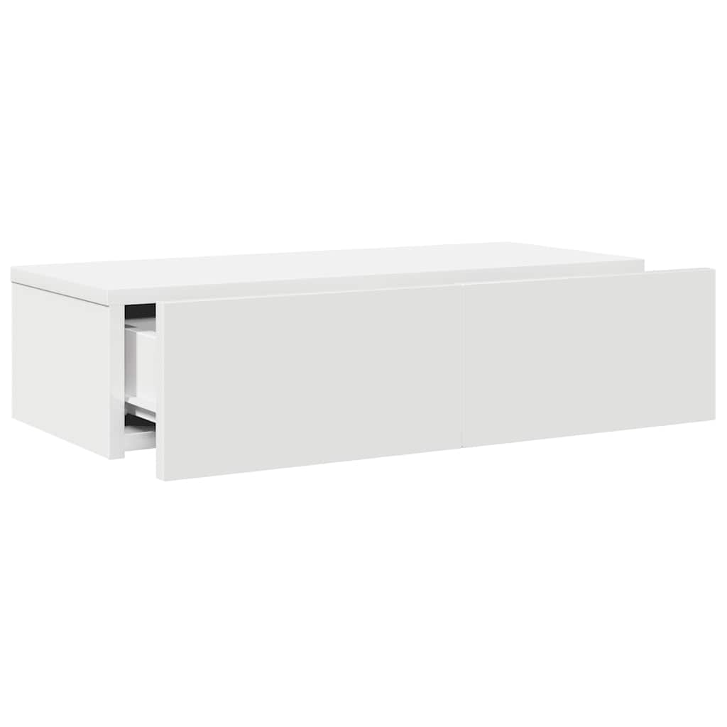 vidaXL Estante de pared con cajones de madera contrachapada blanco