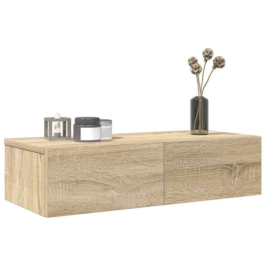 vidaXL Estante de pared con cajones madera contrachapada roble sonoma