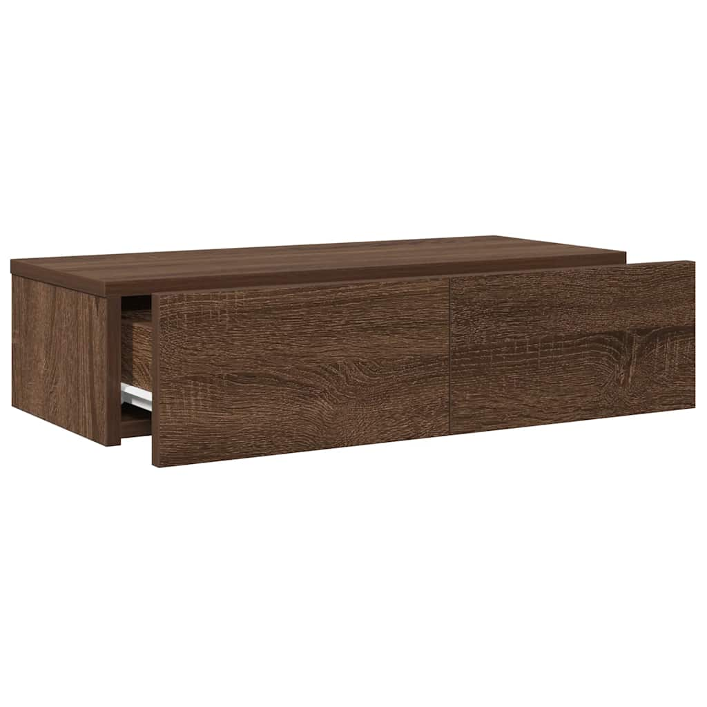 vidaXL Estante de pared con cajones madera contrachapada roble marrón