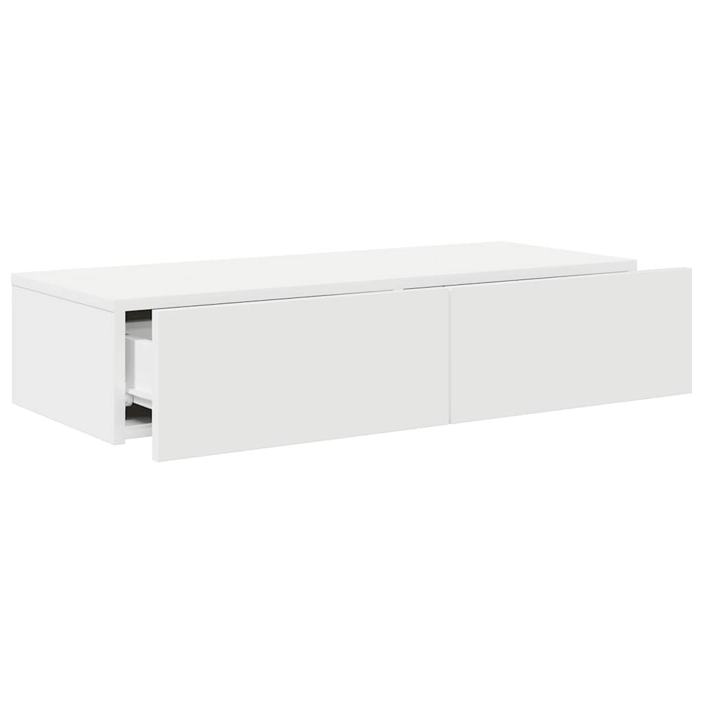 vidaXL Estante de pared con cajones de madera contrachapada blanco