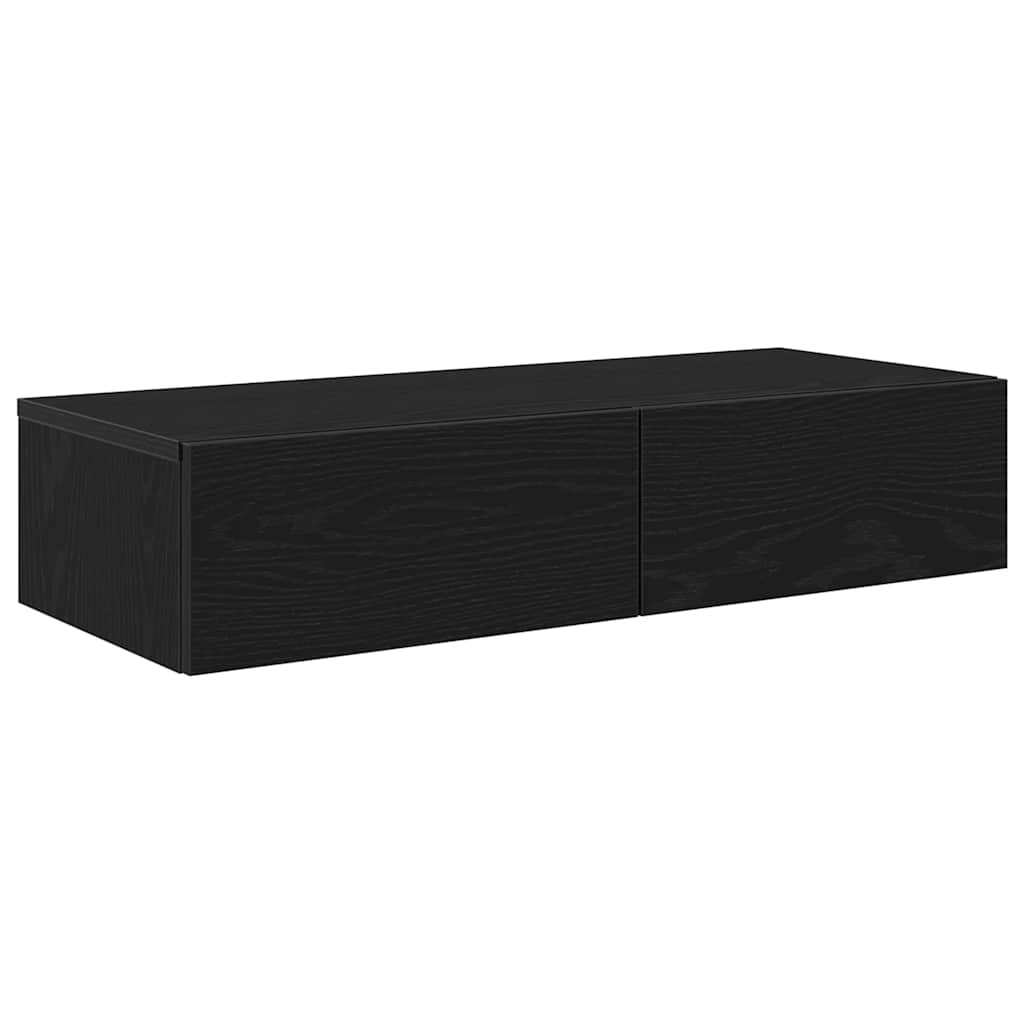 vidaXL Estante de pared con cajones de madera contrachapada negro