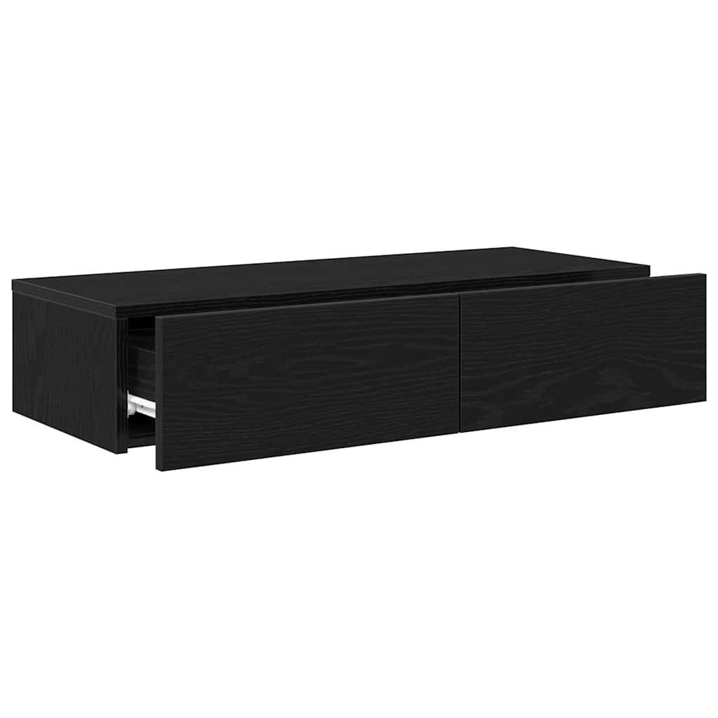 vidaXL Estante de pared con cajones de madera contrachapada negro