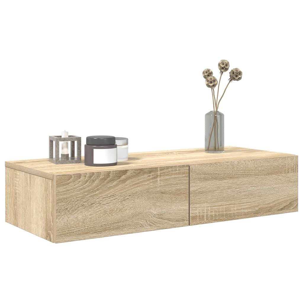 vidaXL Estante de pared con cajones madera contrachapada roble sonoma