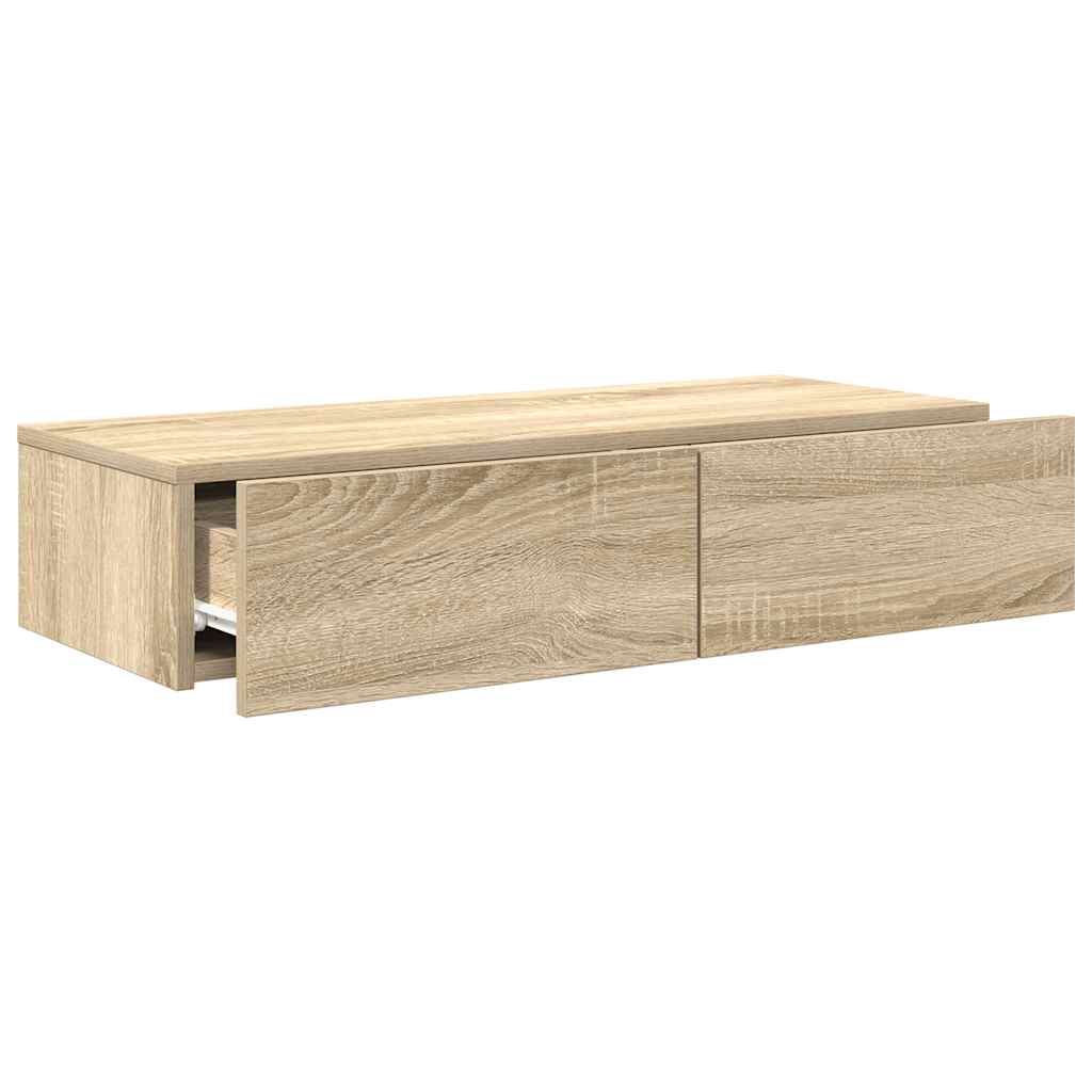 vidaXL Estante de pared con cajones madera contrachapada roble sonoma