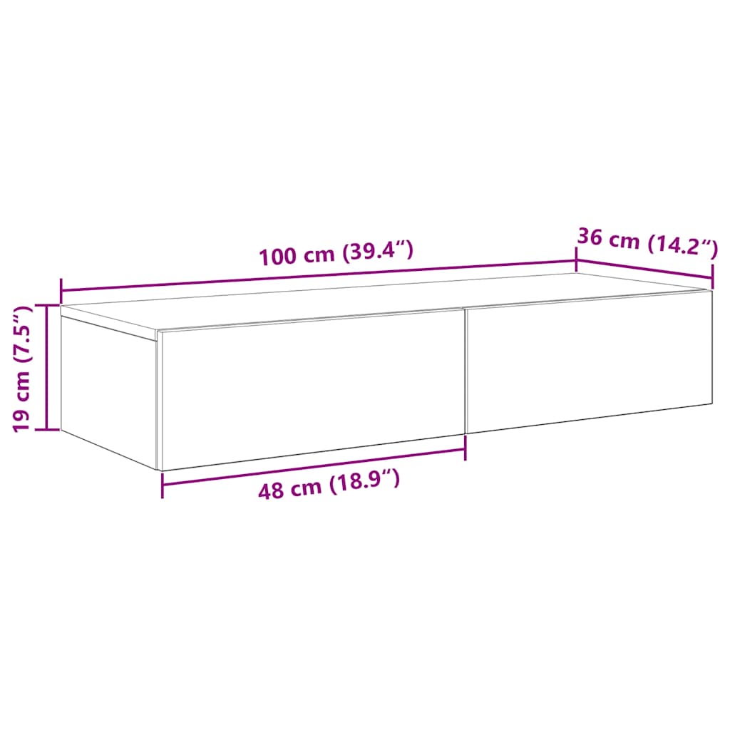 vidaXL Estante de pared con cajones de madera contrachapada blanco