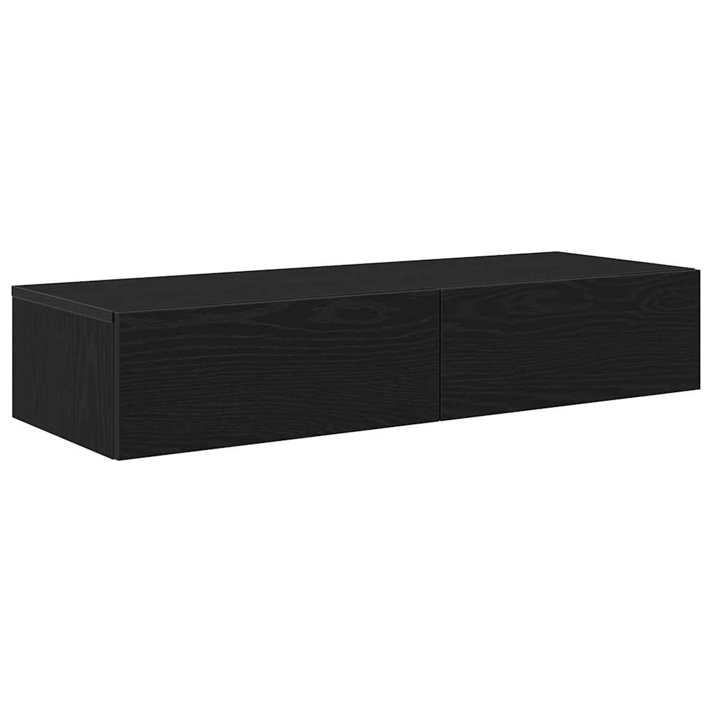 vidaXL Estante de pared con cajones de madera contrachapada negro