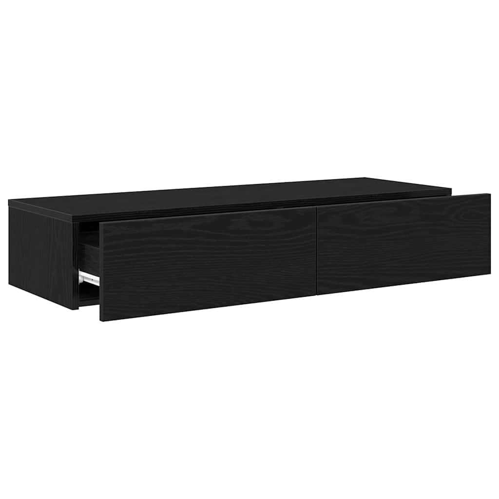 vidaXL Estante de pared con cajones de madera contrachapada negro