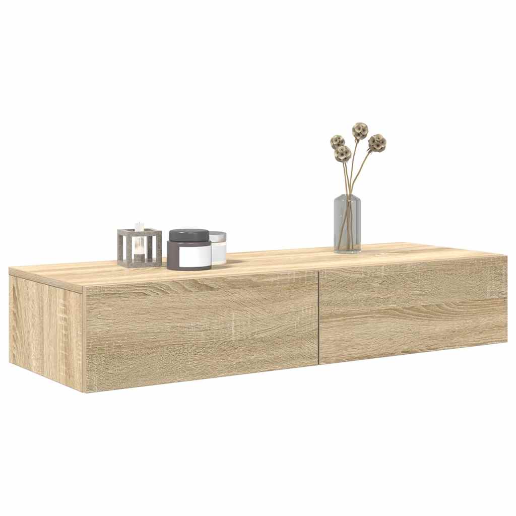 vidaXL Estante de pared con cajones madera contrachapada roble sonoma