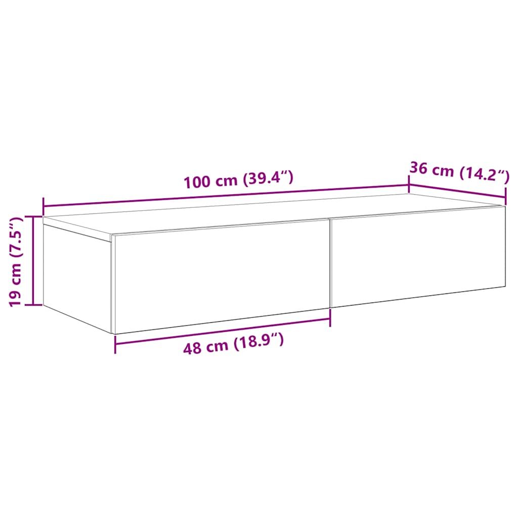 vidaXL Estante de pared con cajones madera contrachapada roble sonoma