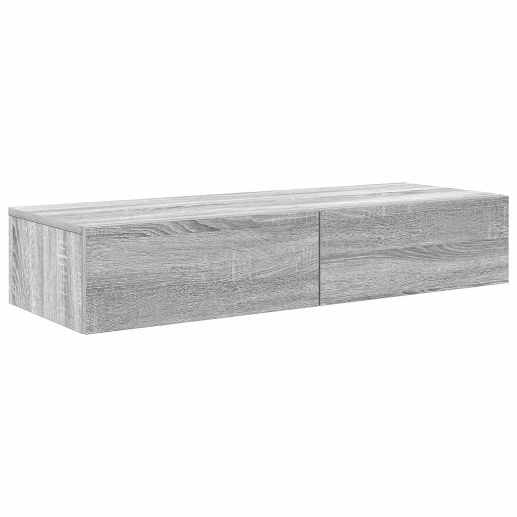 vidaXL Estante de pared con cajones madera contrachapada sonoma gris