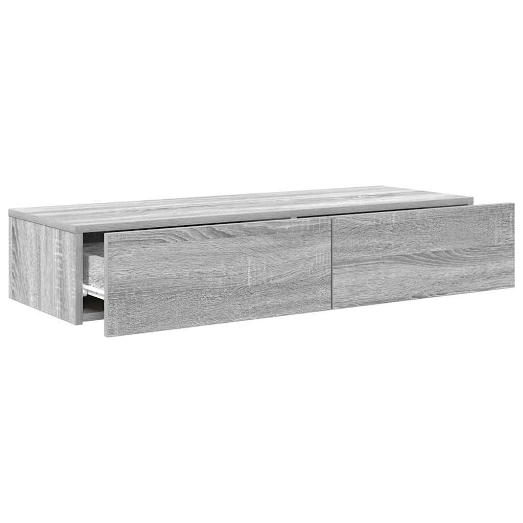 vidaXL Estante de pared con cajones madera contrachapada sonoma gris