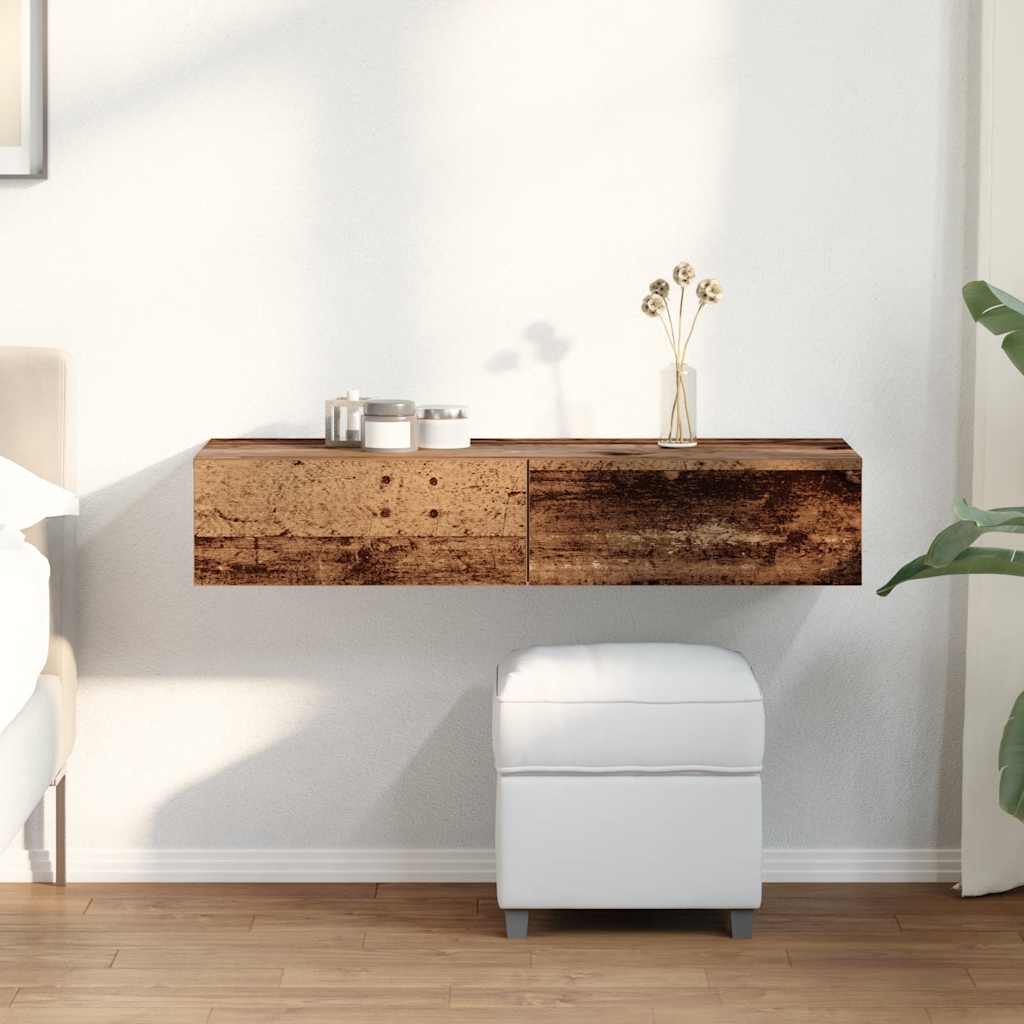 vidaXL Estante de pared con cajones madera vieja 100x36x19 cm