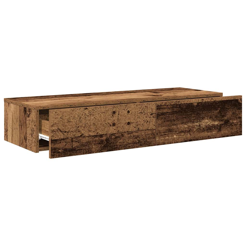 vidaXL Estante de pared con cajones madera vieja 100x36x19 cm