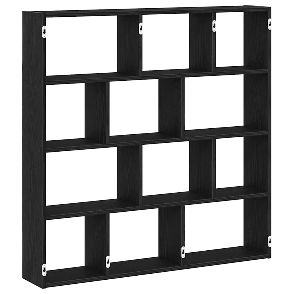 vidaXL Estante cubo de pared 12 compartimentos madera ingeniería negro