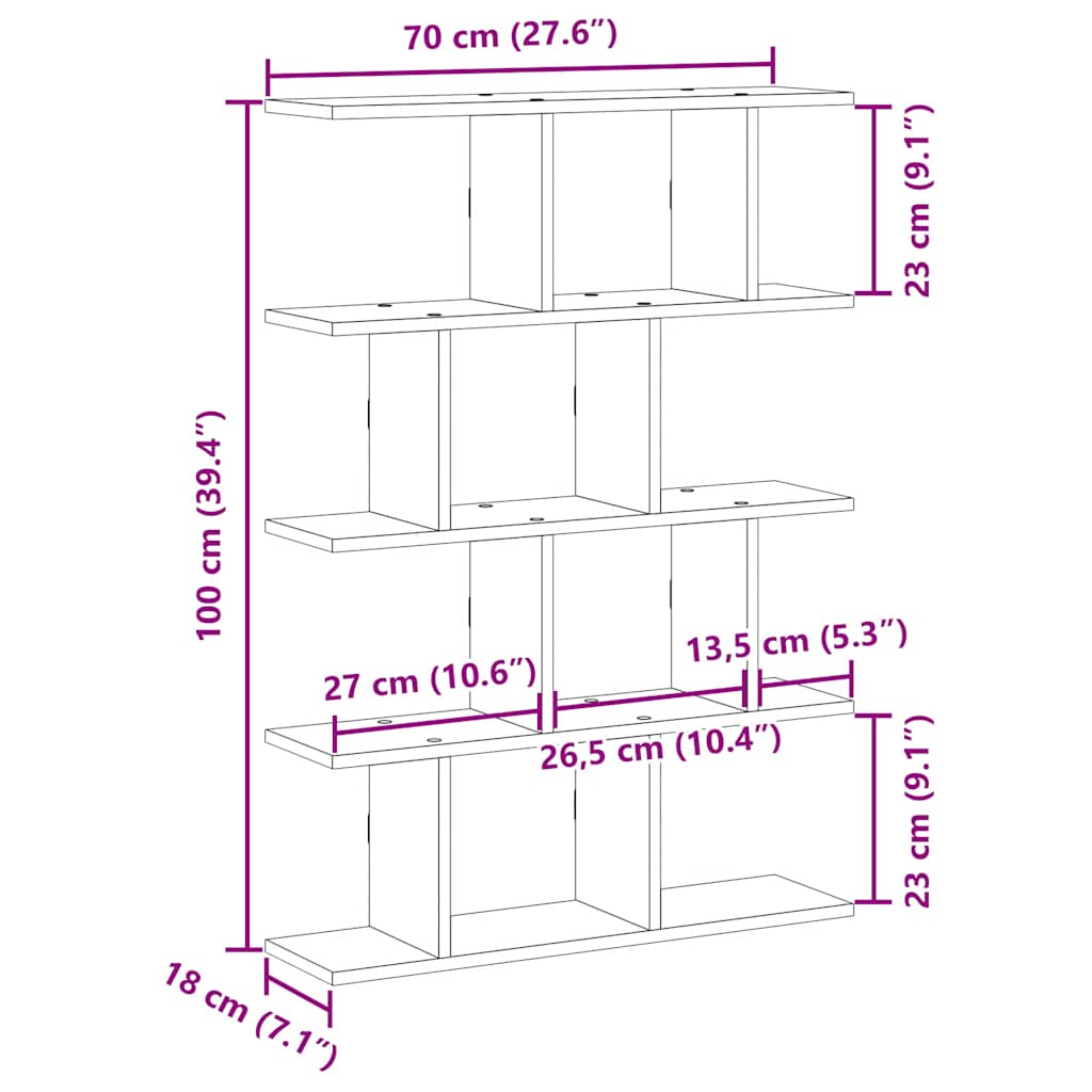 vidaXL Estante cubo pared 12 compartimentos madera ingeniería blanco