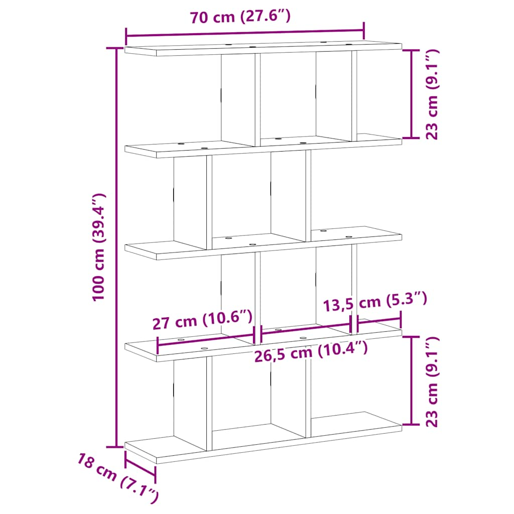 vidaXL Estante cubo de pared 12 compartimentos madera ingeniería negro