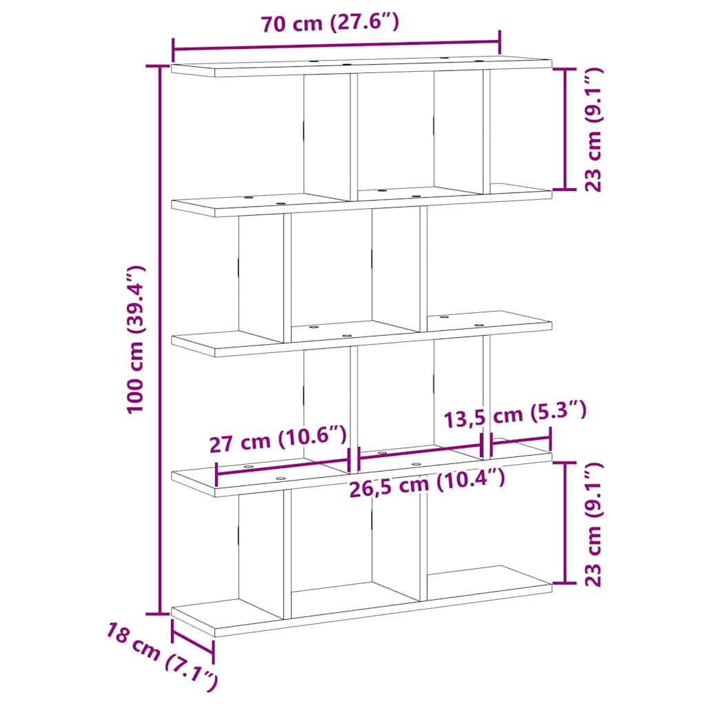 vidaXL Estante cubo de pared 12 compartimentos madera gris sonoma