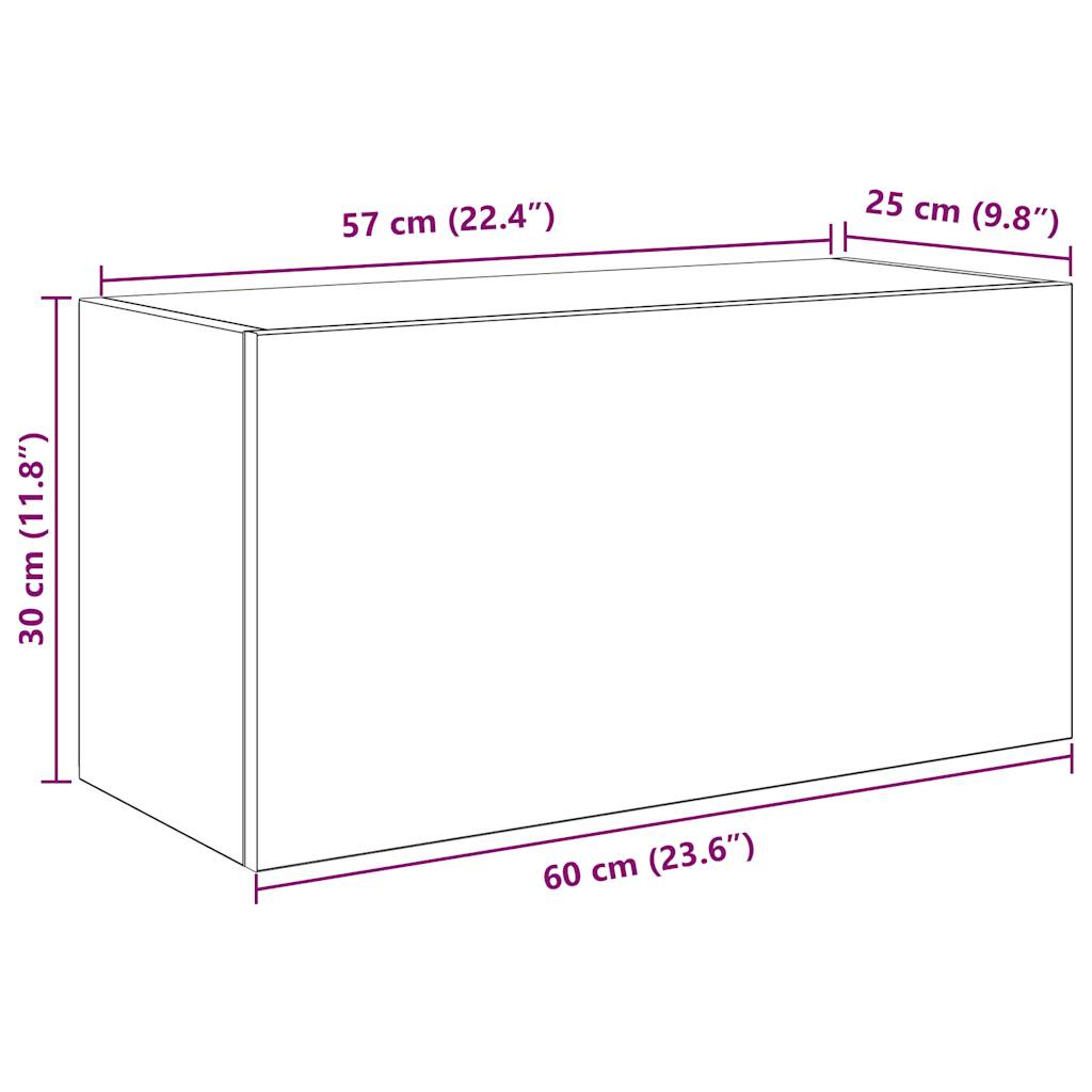 vidaXL Armario de pared baño madera ingeniería gris Sonoma 60x25x30 cm