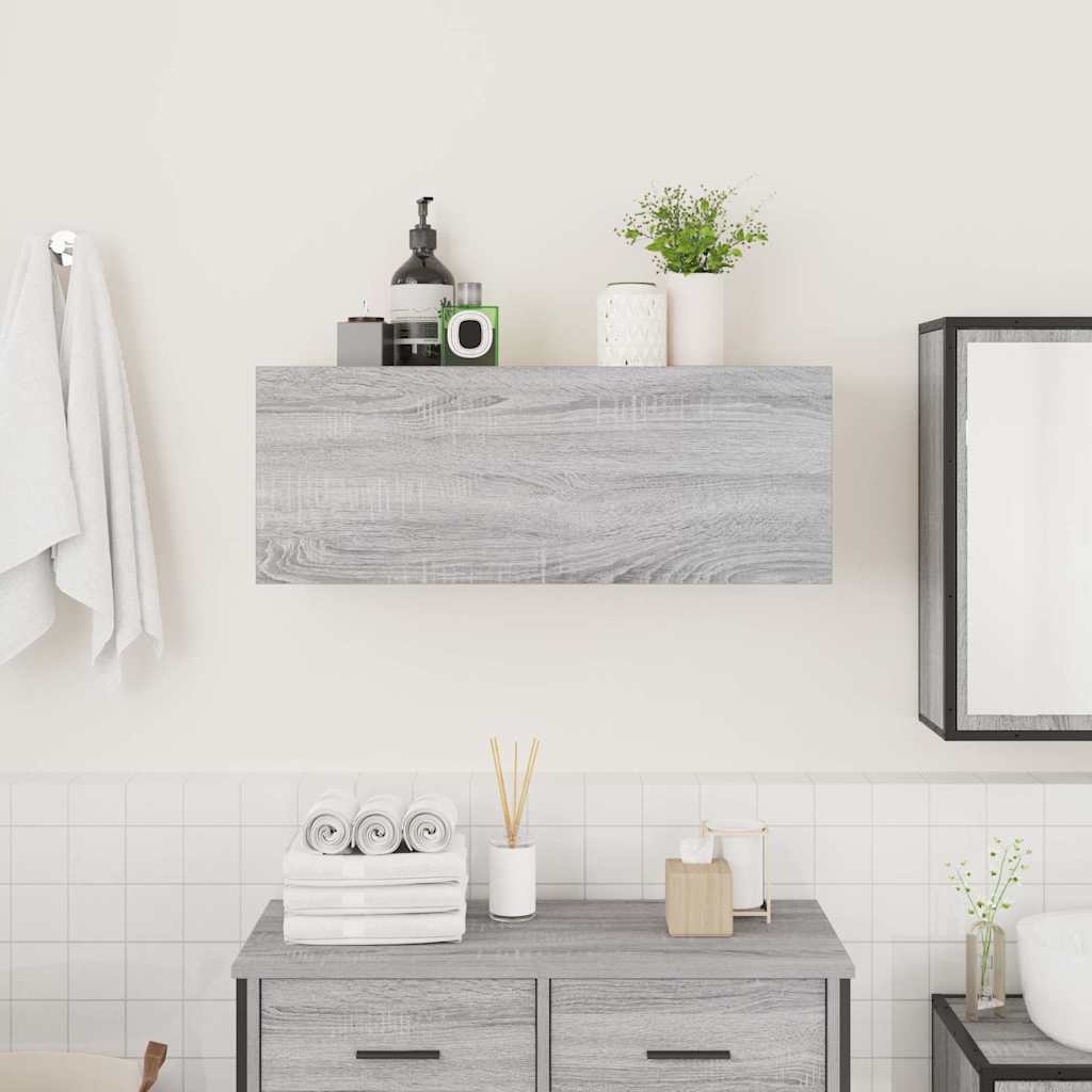 vidaXL Armario de pared baño madera ingeniería gris Sonoma 80x25x30 cm