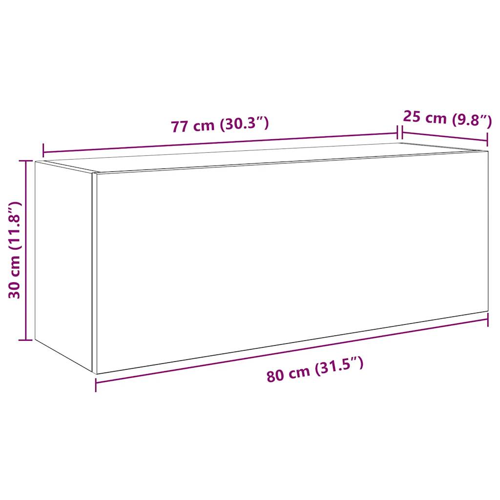 vidaXL Armario de pared baño madera ingeniería gris Sonoma 80x25x30 cm