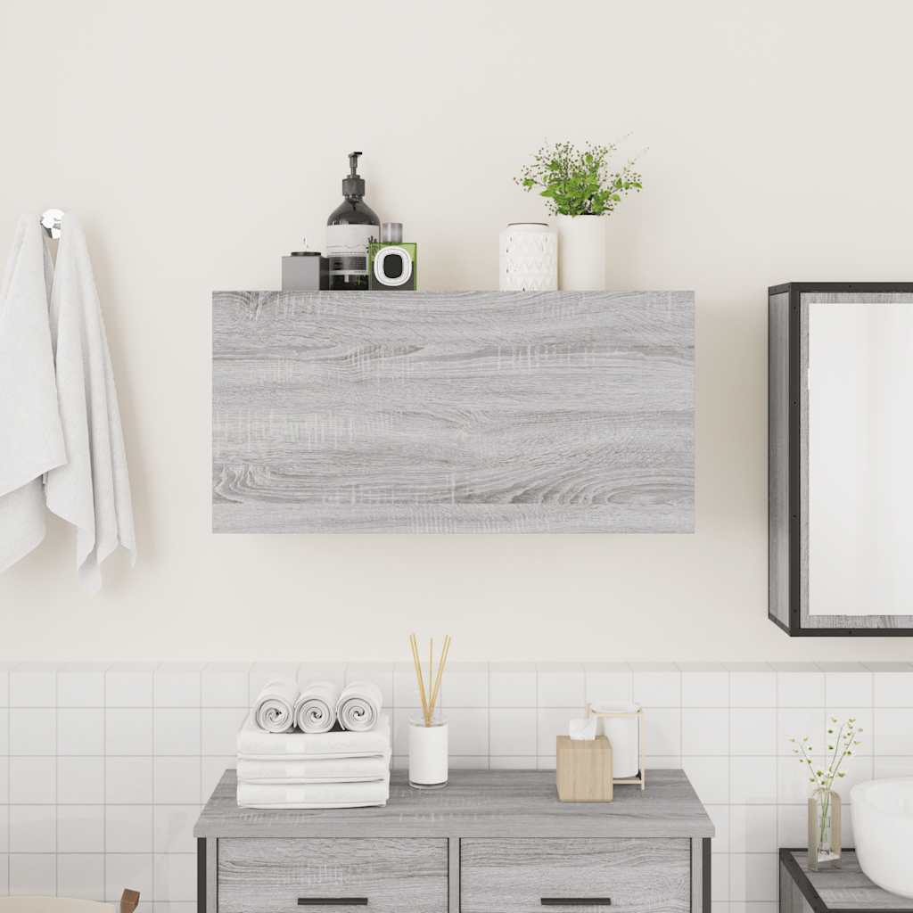 vidaXL Armario de pared baño madera ingeniería gris sonoma 80x25x40 cm