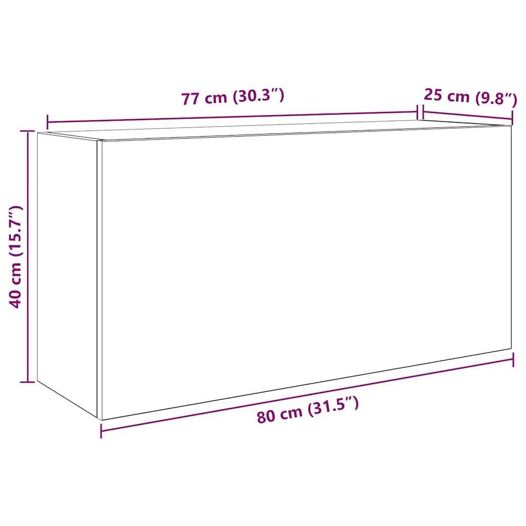 vidaXL Armario de pared baño madera ingeniería gris sonoma 80x25x40 cm