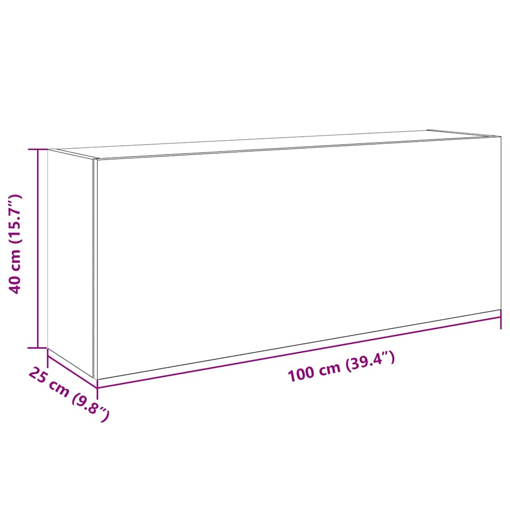 vidaXL Armario de pared baño madera ingeniería gris sonoma 100x25x40cm