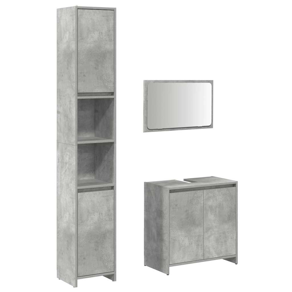 vidaXL Set muebles de baño 2 piezas madera contrachapada gris hormigón