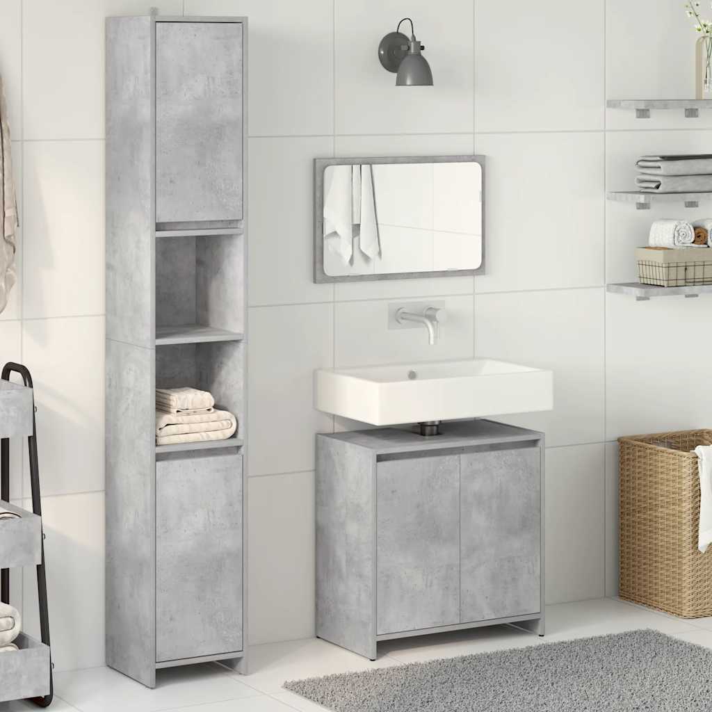 vidaXL Set muebles de baño 2 piezas madera contrachapada gris hormigón