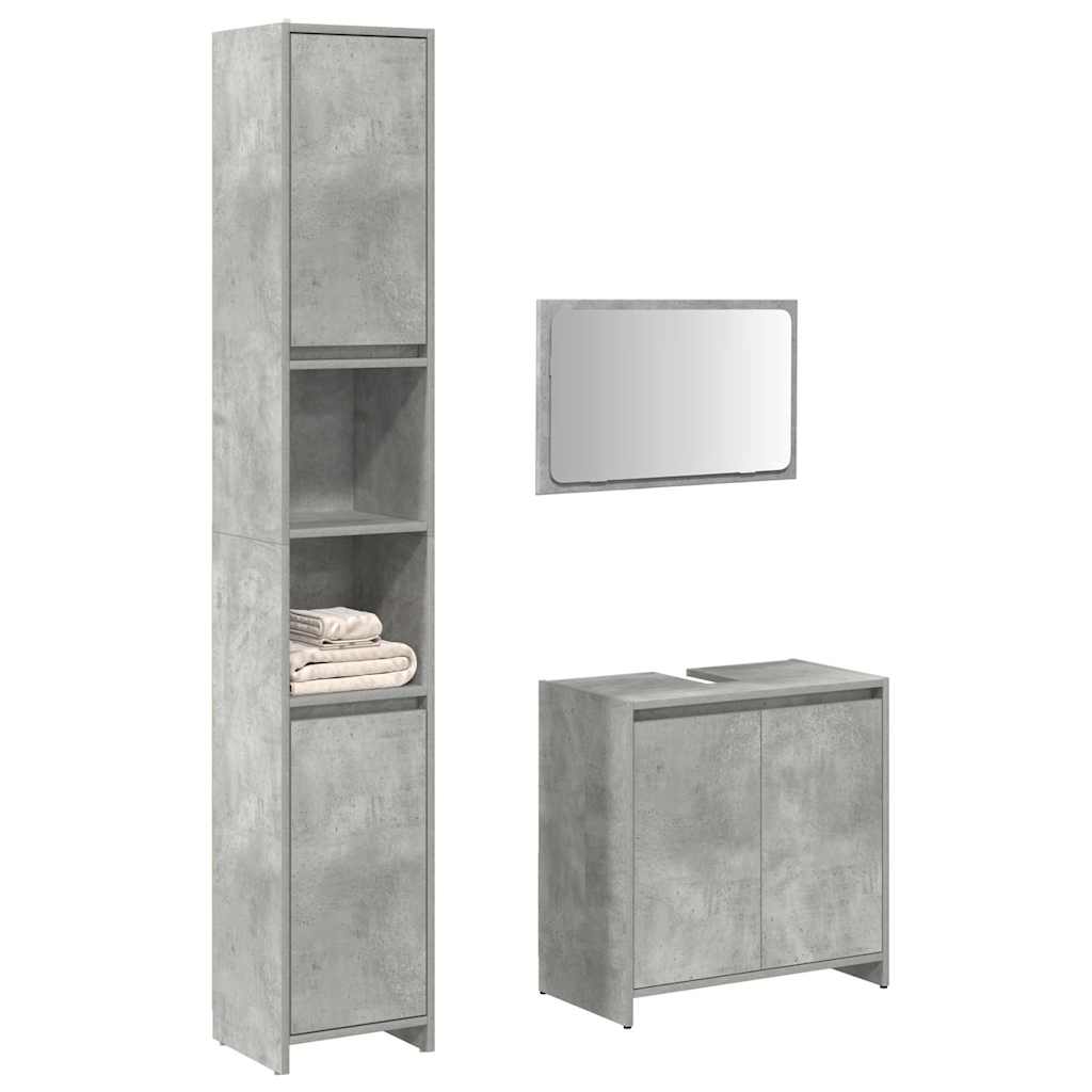 vidaXL Set muebles de baño 2 piezas madera contrachapada gris hormigón